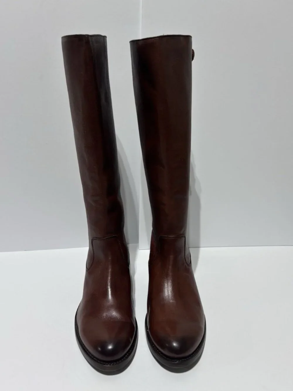 Frye Women’s Jayden Buckle Back Zip Redwood Leather Boots, Size 8 M, Wide Calf